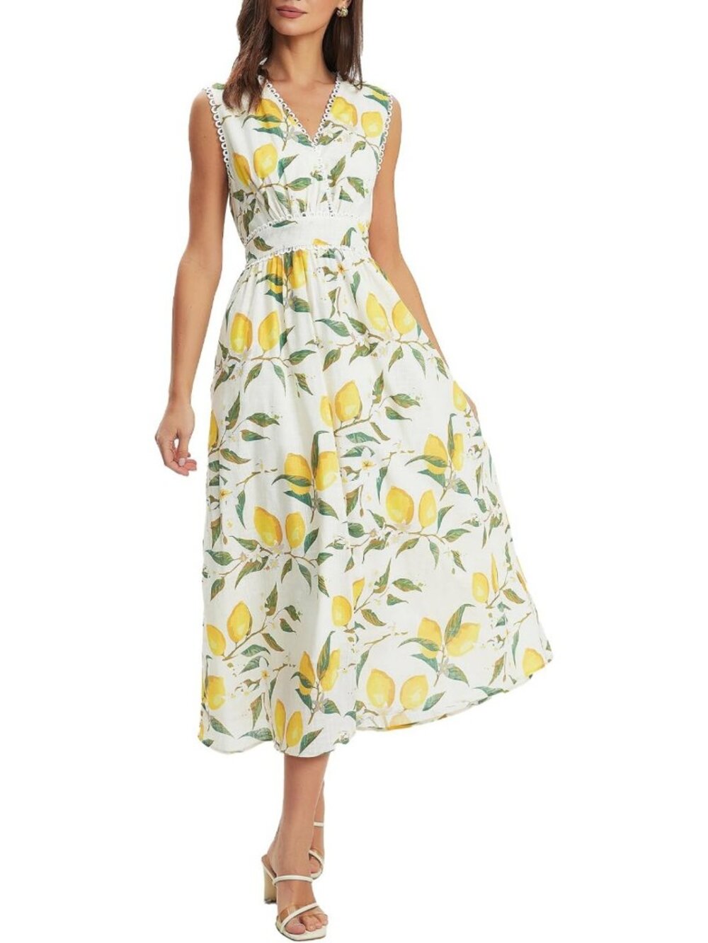 Floral Sleeveless Midi Dress for Women | Empire Waist, Flowy Summer Style